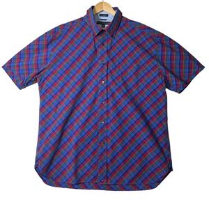 Vtg Y2K 2004 Tommy Hilfiger Mens XL Plaid Short‎ Sleeve Button Down Shirt